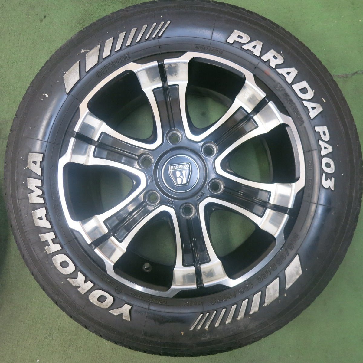 4本価格★ハイエース 等 215/65R16 ヨコハマ PARADA PA03 ホワイトレター BARBERO W-DEEPS バルベロ 16インチ PCD139.7/6H★5120101SKノ