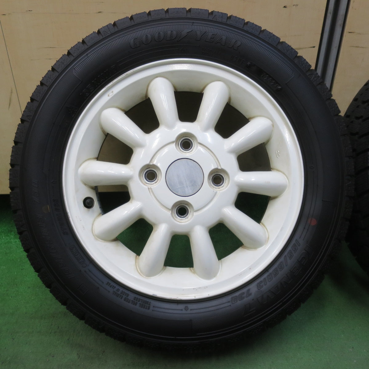 ほぼ未使用！24年★スズキ HE21S アルト ラパン 純正 155/65R13 スタッドレス グッドイヤー アイスナビ7 13インチ PCD100/4H★5111213イス