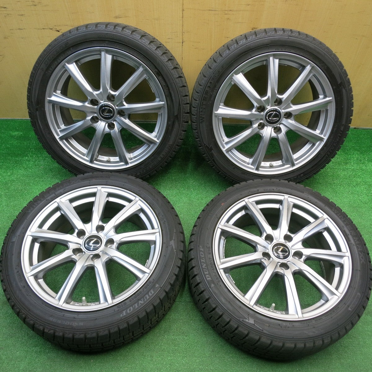 センサー付！バリ溝！キレイ！8.5分★レクサス IS 等 225/45R17 スタッドレス ダンロップ ウインターマックス WM02 社外 アルミ 17インチ PCD114.3/5H★5110812HAス