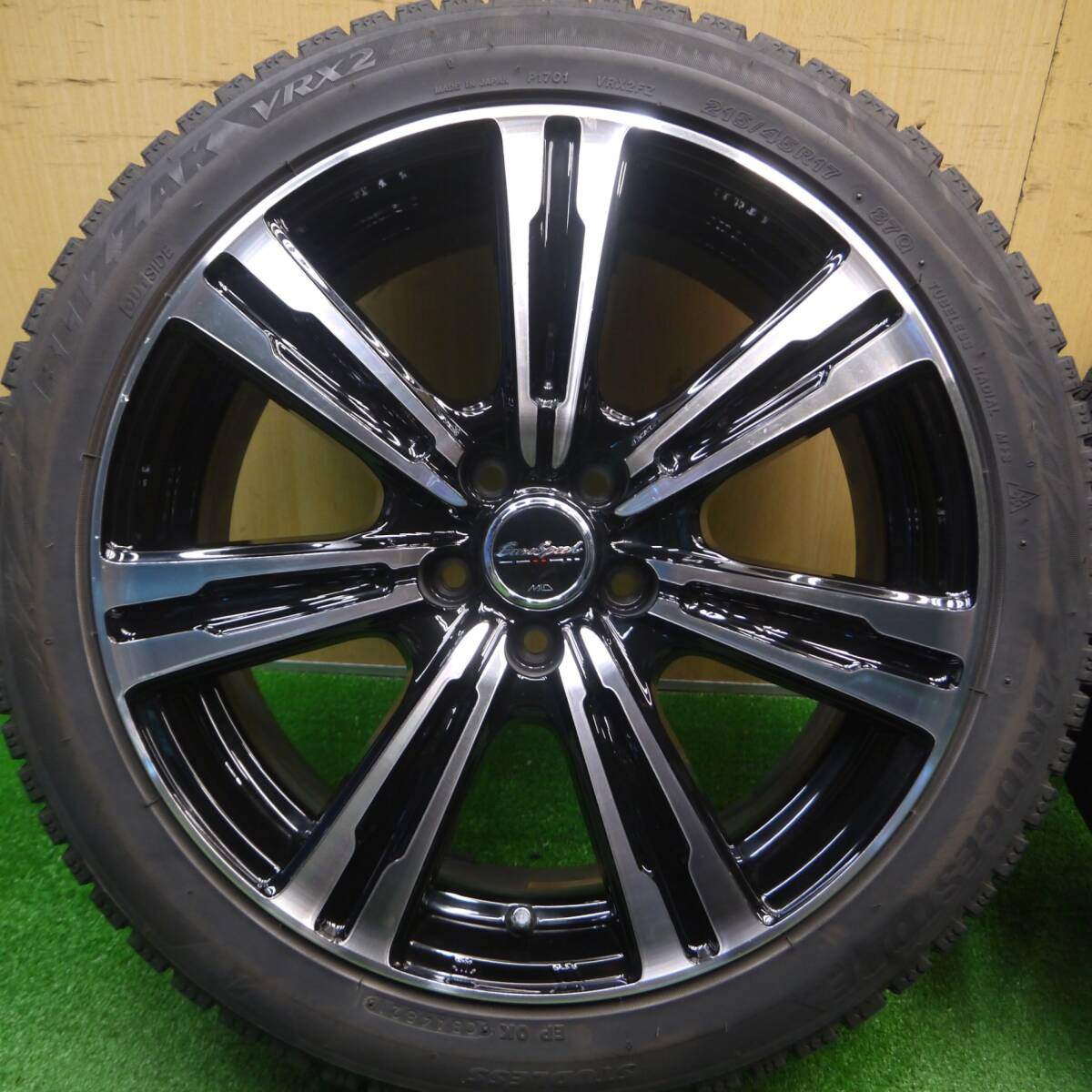 バリ溝！21年！9.5分★86 BRZ 等 215/45R17 スタッドレス ブリヂストン ブリザック VRX2 EuroSpeed MiD ユーロスピード 17インチ PCD100/5H★4122402Hス