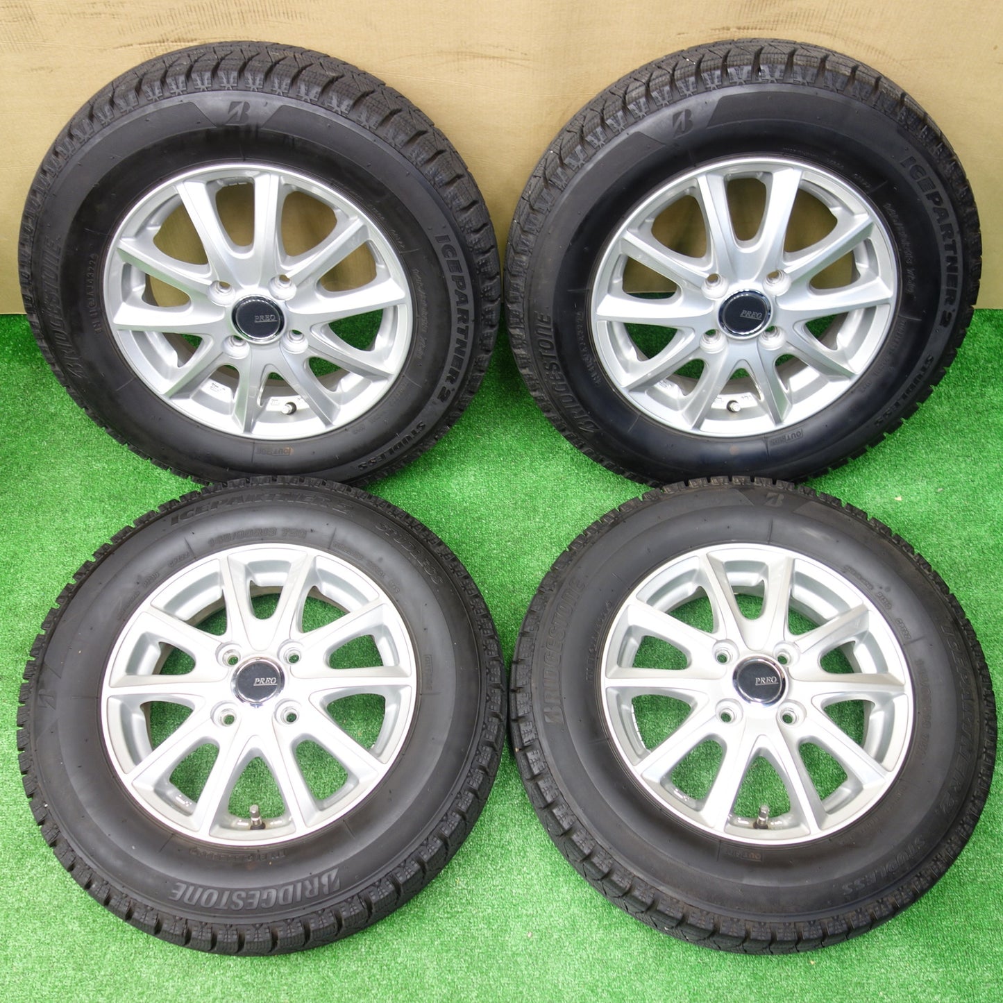 バリ溝！22年！キレイ！8.5分★スタッドレス 145/80R13 ブリヂストン アイスパートナー2 PREO LANX-L5 プレオ 13インチ PCD100/4H★5112802KTス