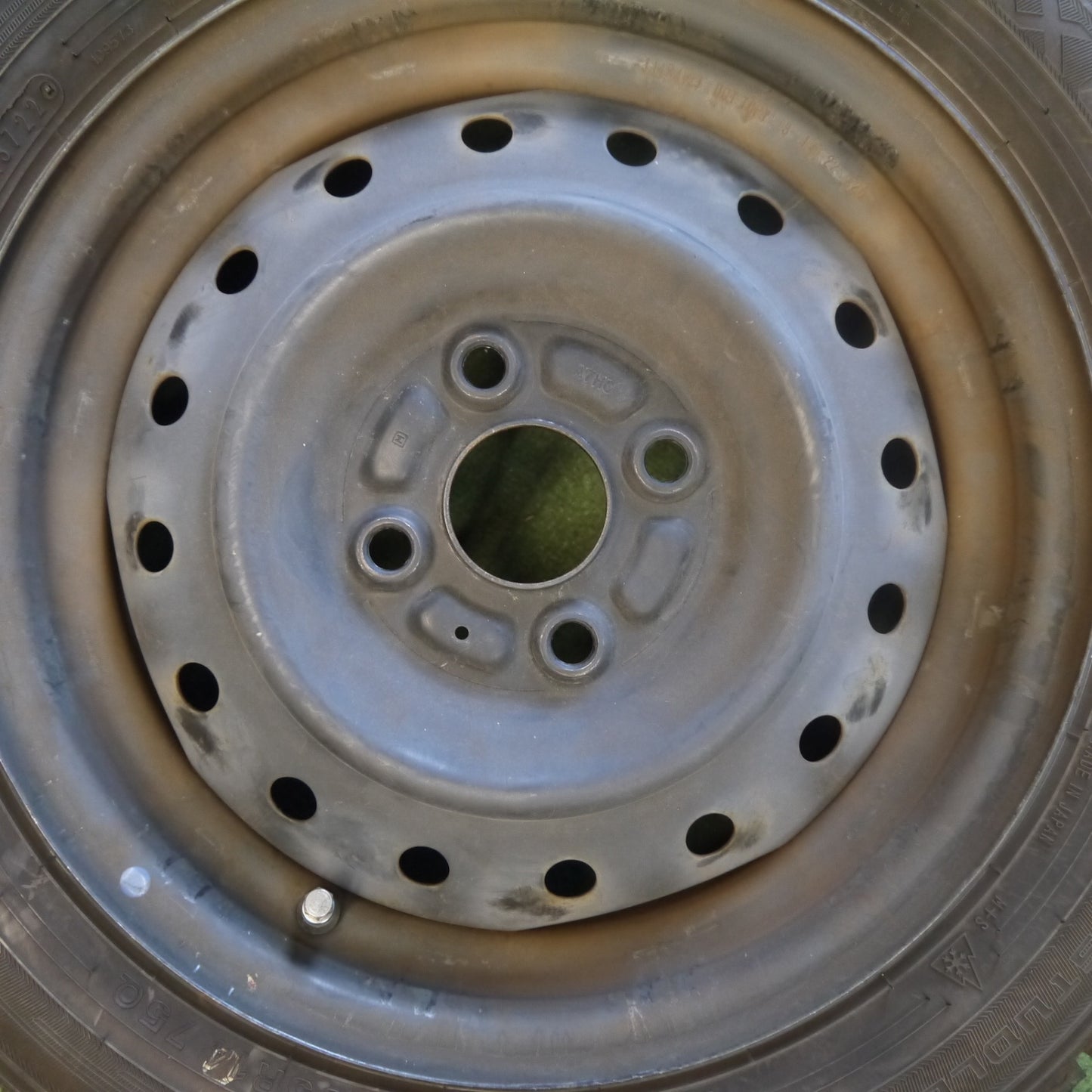 バリ溝！22年！キレイ！9.5分◎スズキ ワゴンR スマイル 純正 スチール 155/65R14 スタッドレス ダンロップ ウインターマックス 03 14インチ PCD100/4H◎6081004Hス
