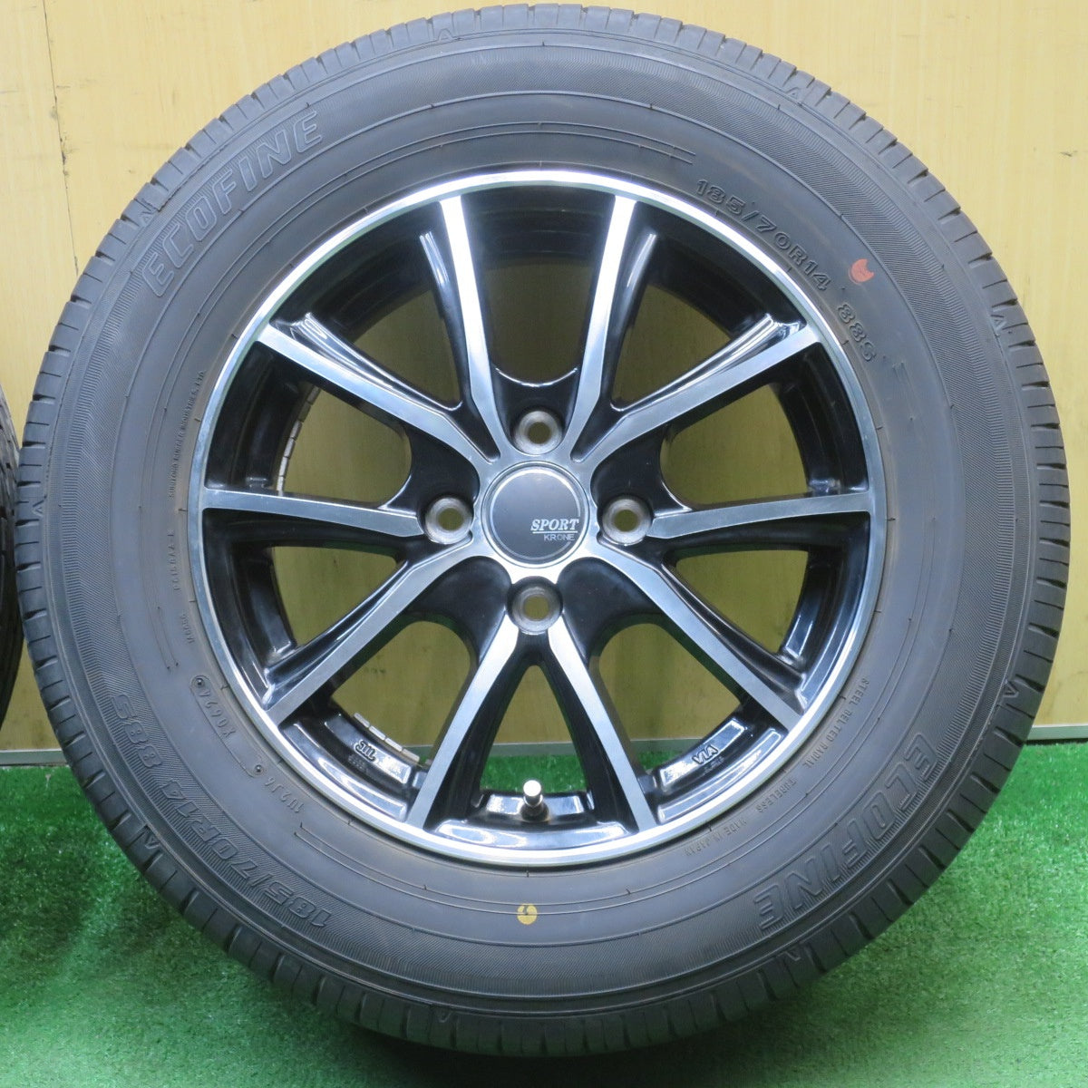 バリ溝！24年！9.5分★185/70R14 ECOFINE SPORT KRONE エコファイン スポルト クローネ 14インチ PCD100/4H★6022503NJノ