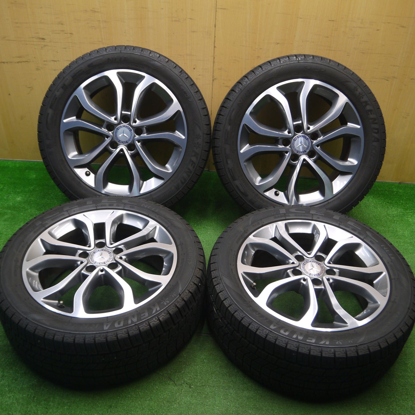 [送料無料] バリ溝！21年！キレイ！9.5分★ベンツ W205 Cクラス 純正 225/50R17 スタッドレス ケンダ KR36 アイステック ネオ 17インチ PCD112/5H★4121808Hス