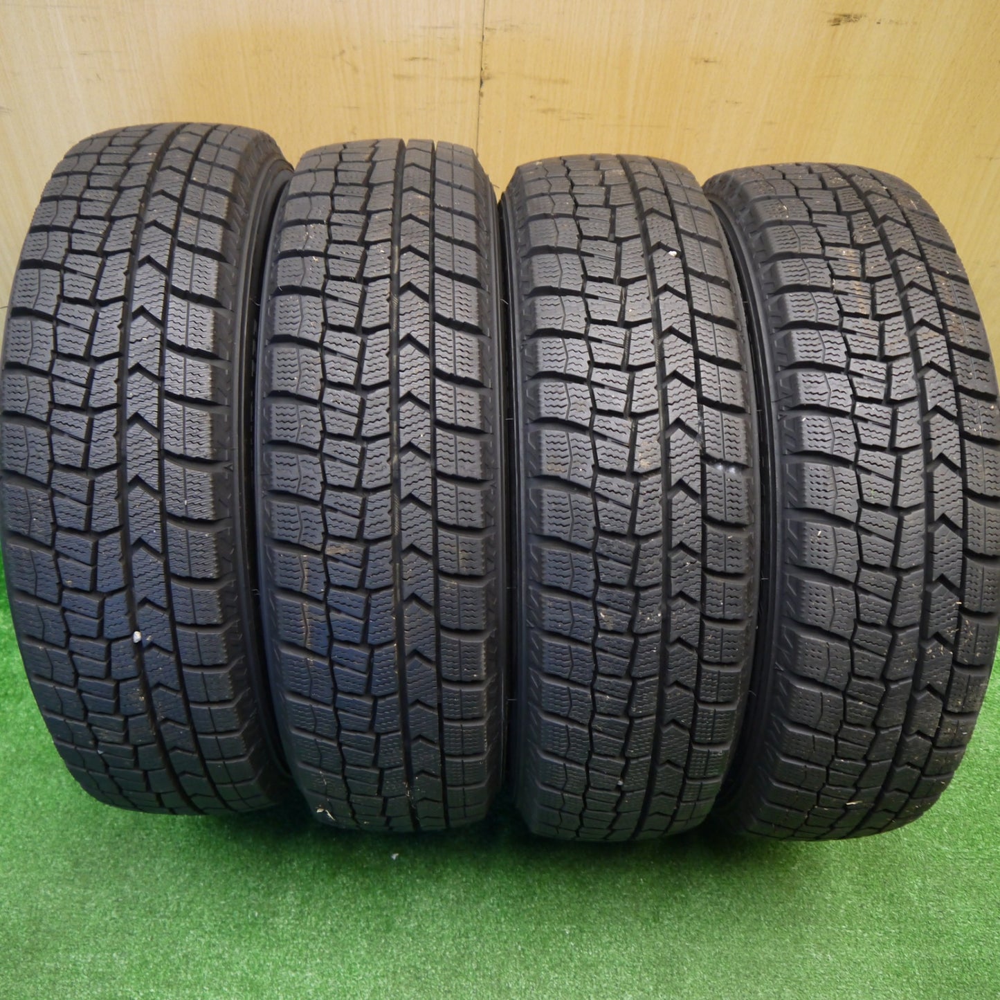 バリ溝！23年！ほぼ10分★スタッドレス 155/65R13 ダンロップ ウインターマックス WM02 社外 アルミ 13インチ PCD100 110 114.3/4H マルチ★5102907Hス
