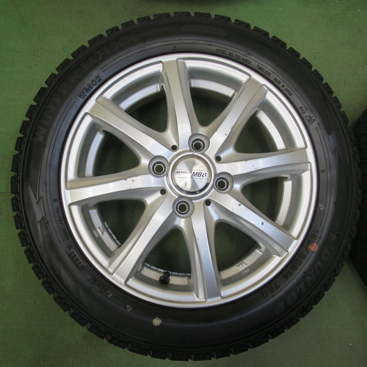 バリ溝！ほぼ10分◎スタッドレス 155/65R14 ダンロップ ウインターマックス WM02 MACBES MB8 マクベス 14インチ PCD100/4H◎6061503イス