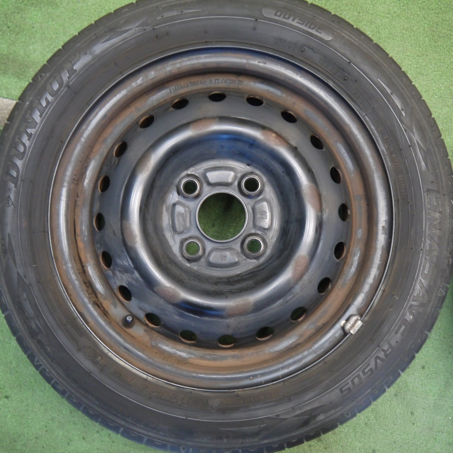 4本価格！23年◎155/65R14 ダンロップ エナセーブ RV505 スチール ホイール 14インチ PCD100/4H◎6072707Hノ