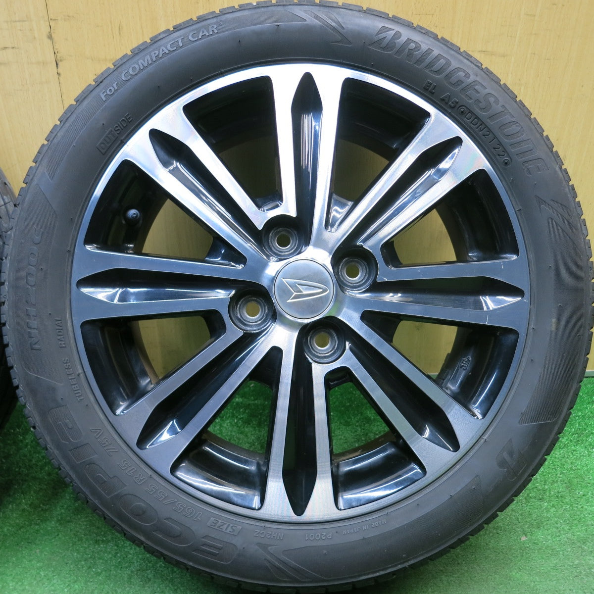 バリ溝！22年！8.5分★ダイハツ LA600S タント カスタム 純正 165/55R15 ブリヂストン エコピア NH200C 15インチ PCD100/4H★6022312HAノ