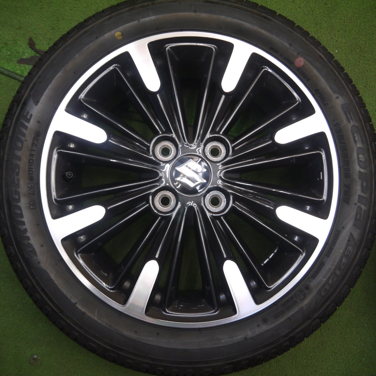 *送料無料* 新車外し！22年★スズキ MK53S スペーシア カスタム XS 純正 165/55R15 ブリヂストン エコピア EP150 PCD100/4H★4040514Hノ