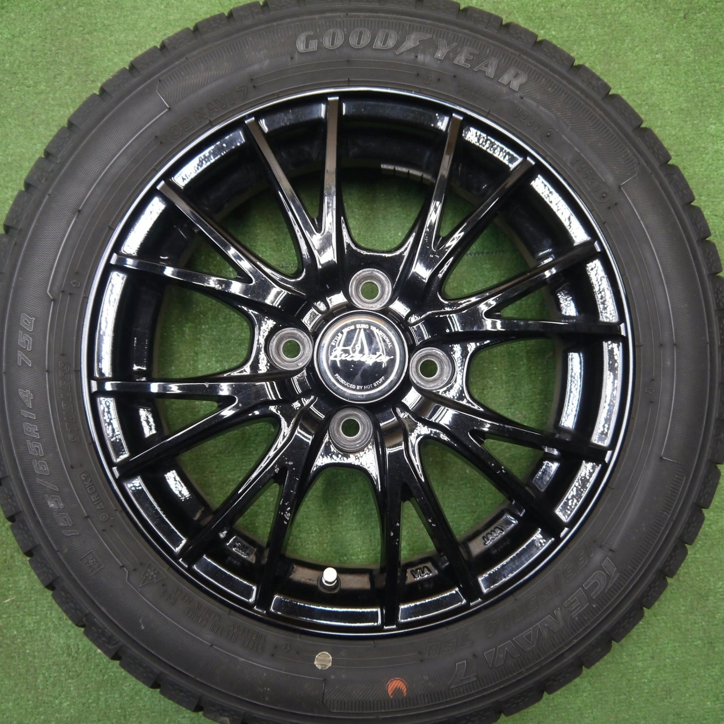 バリ溝！23年！9分★スタッドレス 155/65R14 グッドイヤー アイスナビ7 Exceeder エクシーダー 14インチ PCD100/4H★5121502Hス
