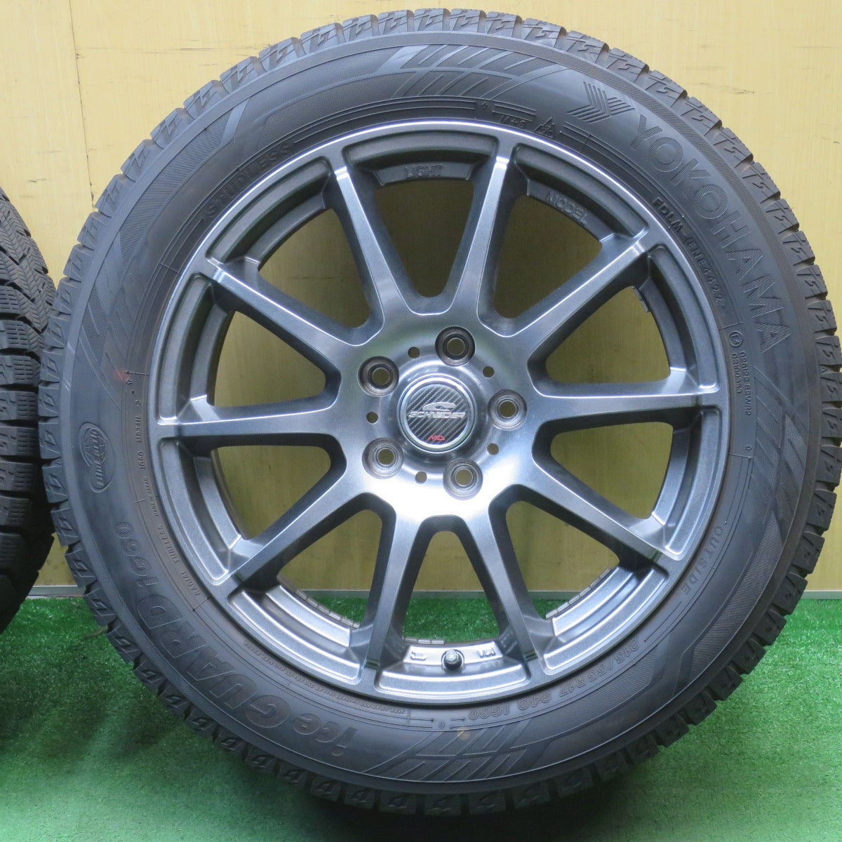 バリ溝！22年！キレイ！9.5分◎スタッドレス 215/55R17 ヨコハマ アイスガード iG60 SCHNEIDER MiD シュナイダー 17インチ PCD114.3/5H◎6072002NJス