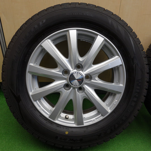 バリ溝！24年！キレイ！ほぼ10分◎プリウス 等 195/65R15 スタッドレス ダンロップ ウインターマックス WM02 ravrion RS01 ラブリオン 15インチ PCD100/5H◎6092002KTス