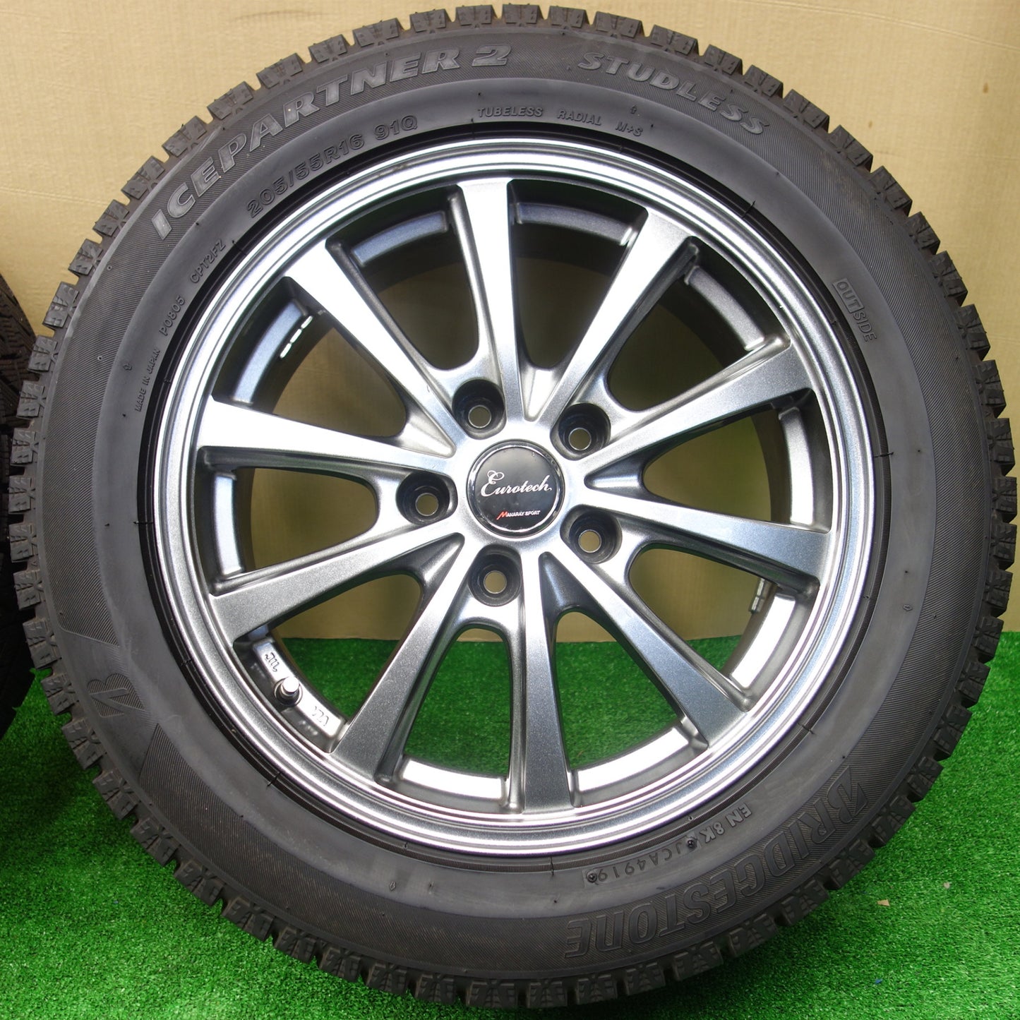 ほぼ未使用！キレイ★スタッドレス 205/55R16 ブリヂストン アイスパートナー2 Eurotech MANARAY SPORT ユーロテック マナレイ 16インチ PCD114.3/5H★5112702KTス
