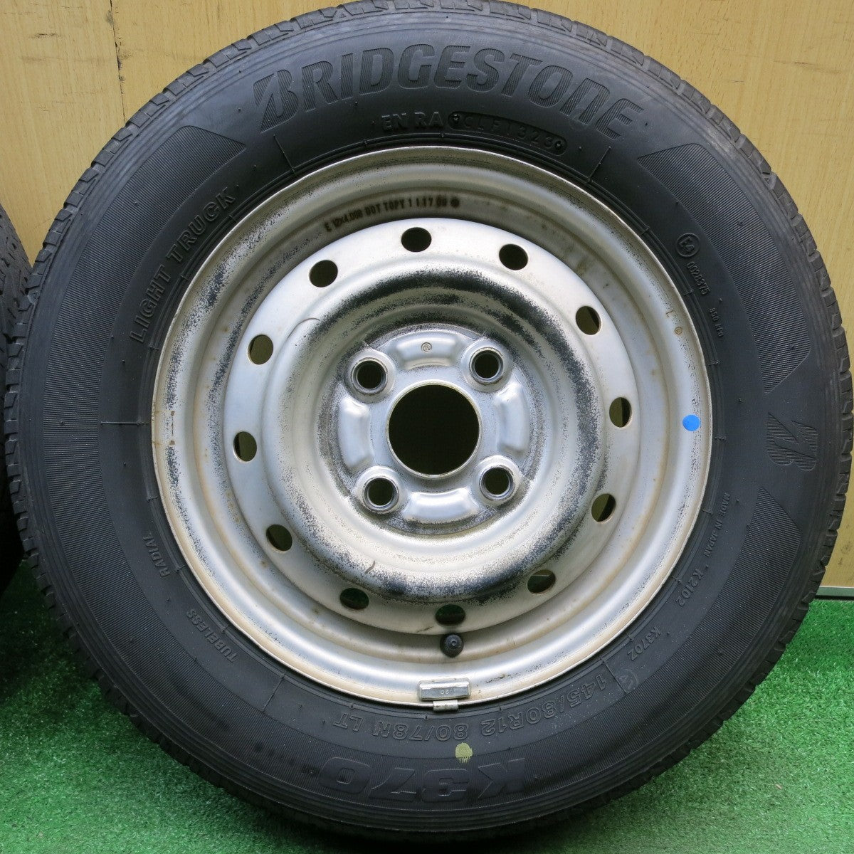 4本価格！23年★145/80R12 80/78N ブリヂストン K370 スチール ホイール 12インチ PCD100/4H★6022305HAノ