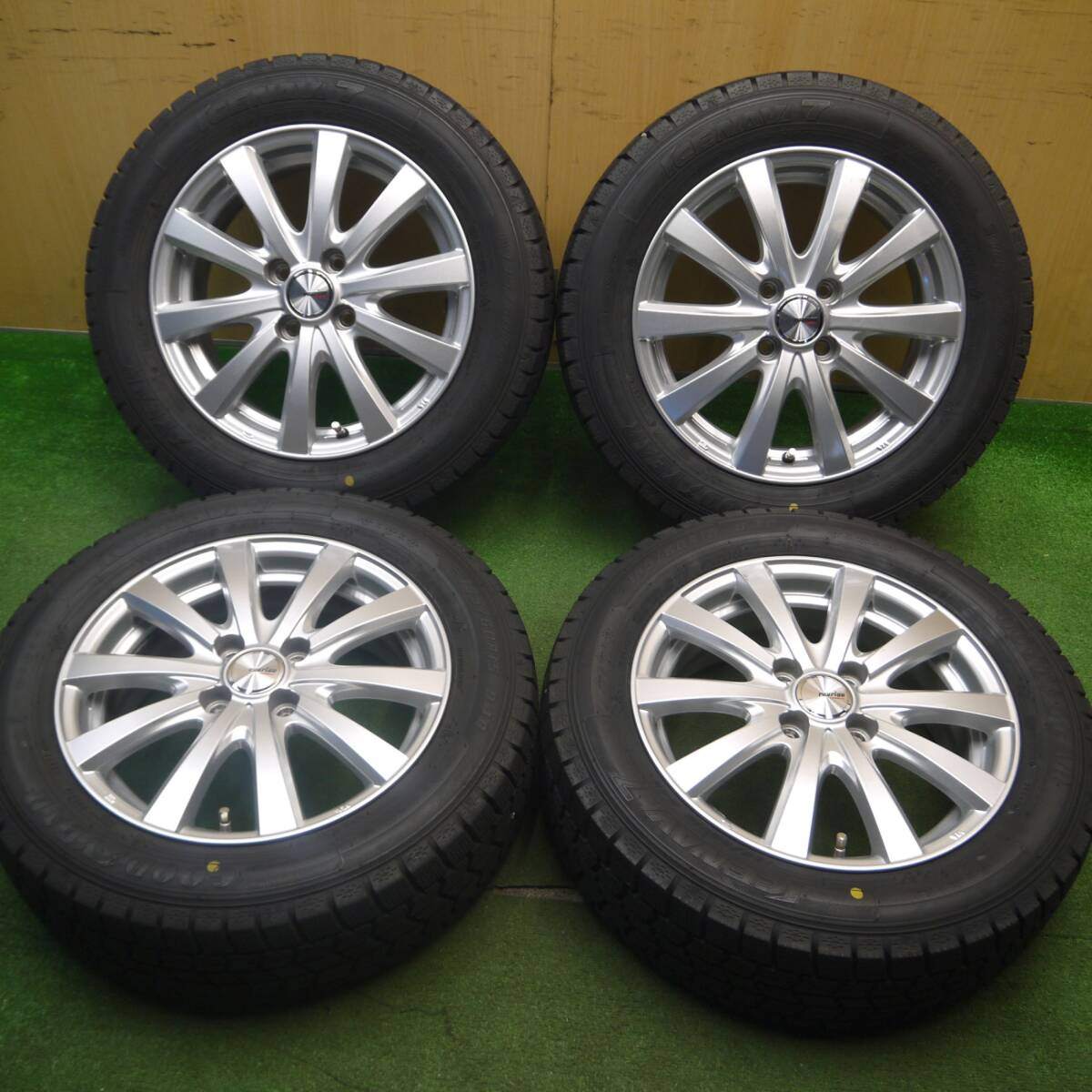 バリ溝！21年！キレイ！ほぼ10分★スタッドレス 185/60R15 グッドイヤー アイスナビ7 ravrion RS01 ラブリオン 15インチ PCD100/4H★5021904Hス