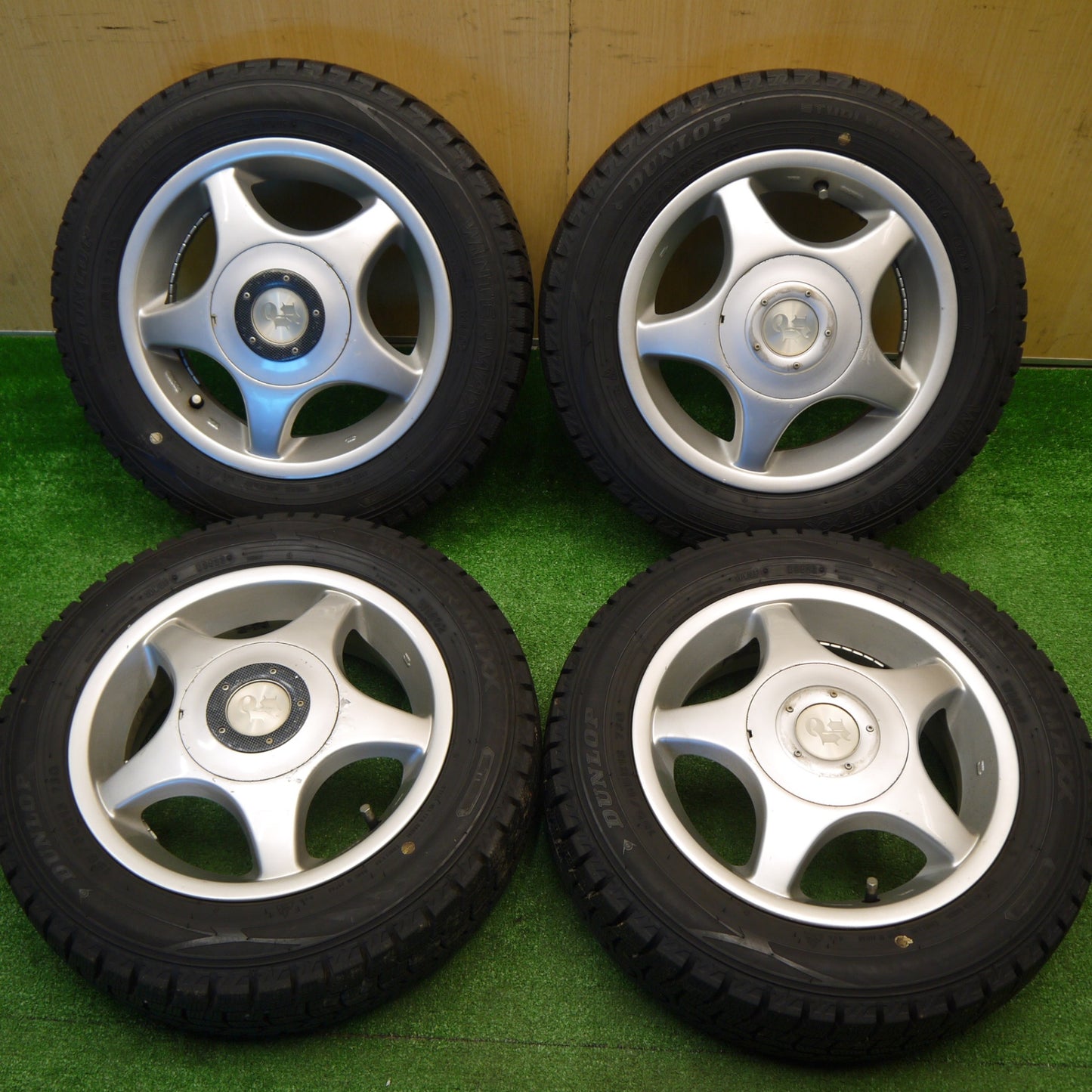 バリ溝！23年！ほぼ10分★スタッドレス 155/65R13 ダンロップ ウインターマックス WM02 社外 アルミ 13インチ PCD100 110 114.3/4H マルチ★5102907Hス