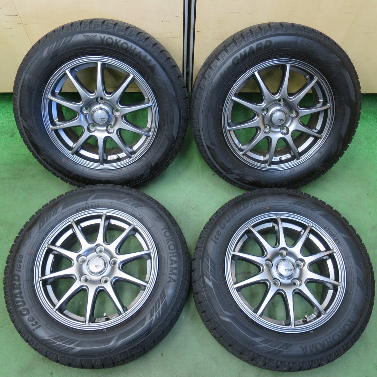 バリ溝！22年！キレイ！9分★スタッドレス 195/65R15 ヨコハマ アイスガード iG60 SPORT ABELIA スポルト アベリア 15インチ PCD114.3/5H★5111505イス