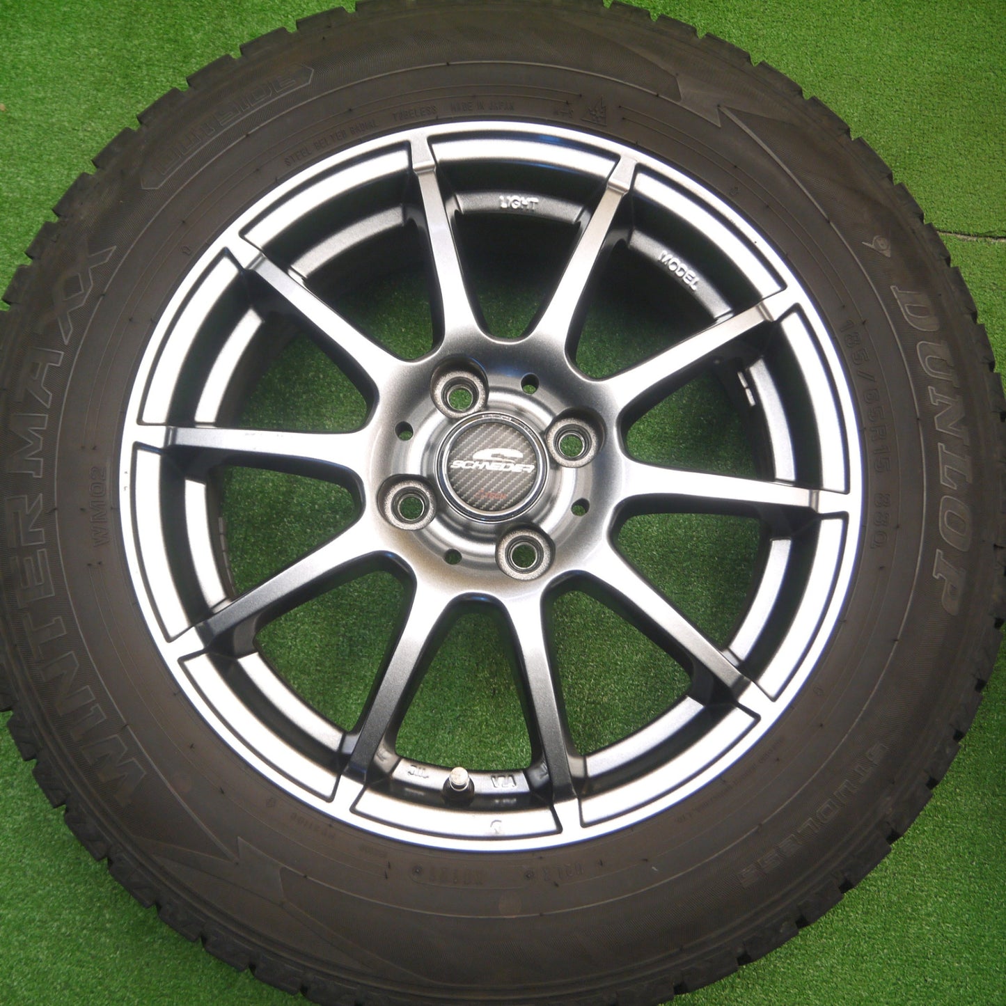 [送料無料] キレイ！21年★スタッドレス 185/65R15 ダンロップ ウインターマックス WM02 SCHNEIDER シュナイダー 15インチ PCD100/4H★4103004Hス