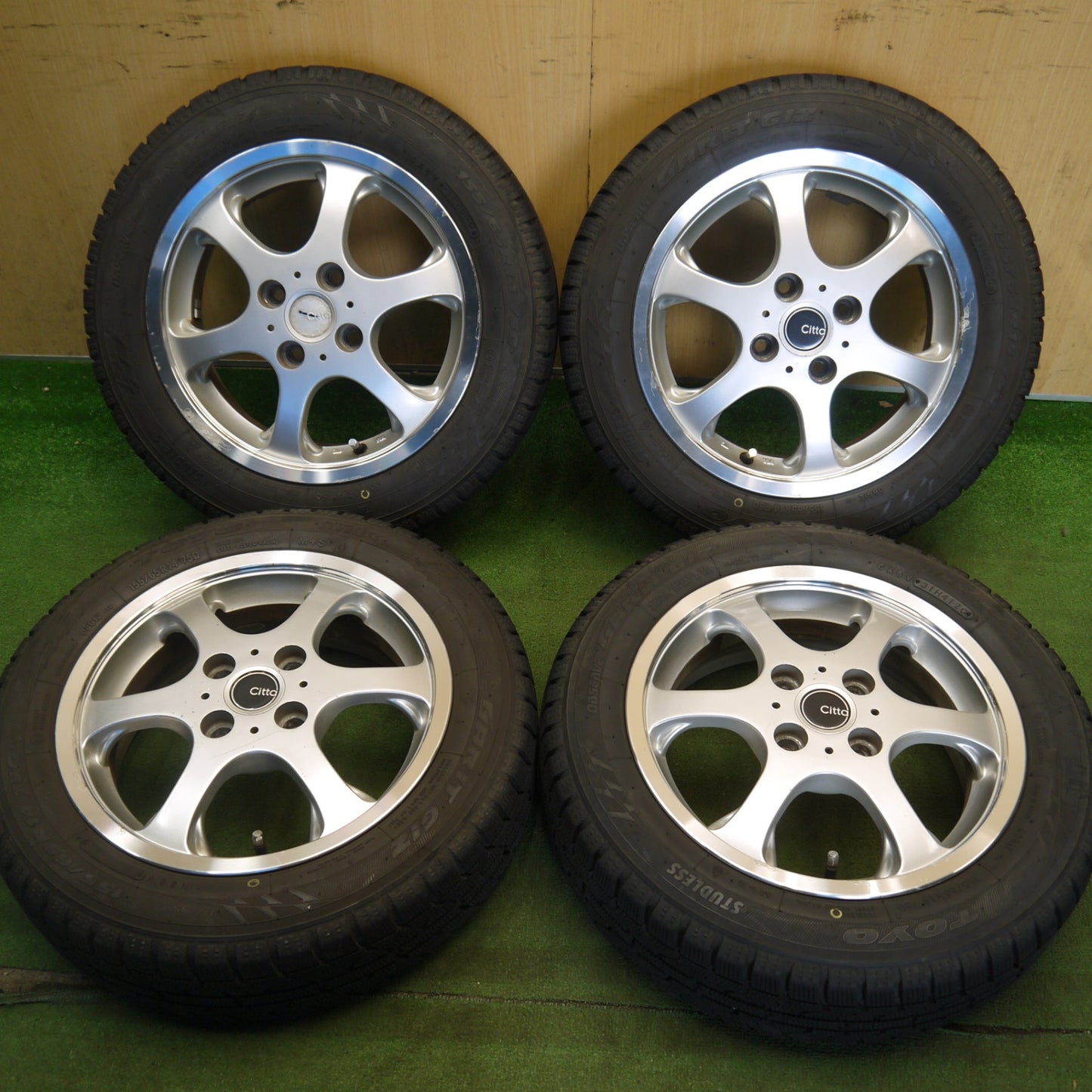 バリ溝！9.5分◎スタッドレス 155/65R14 トーヨー オブザーブ ガリット GIZ Citta 社外 アルミ 14インチ PCD100/4H◎6061506Hス