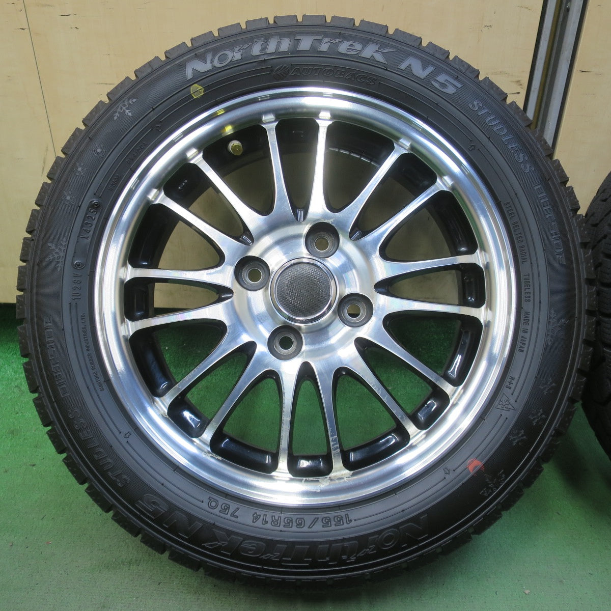 ほぼ未使用！25年◎スタッドレス 155/65R14 オートバックス ノーストレック N5 MANARAY マナレイ 14インチ PCD100/4H◎6091908イス