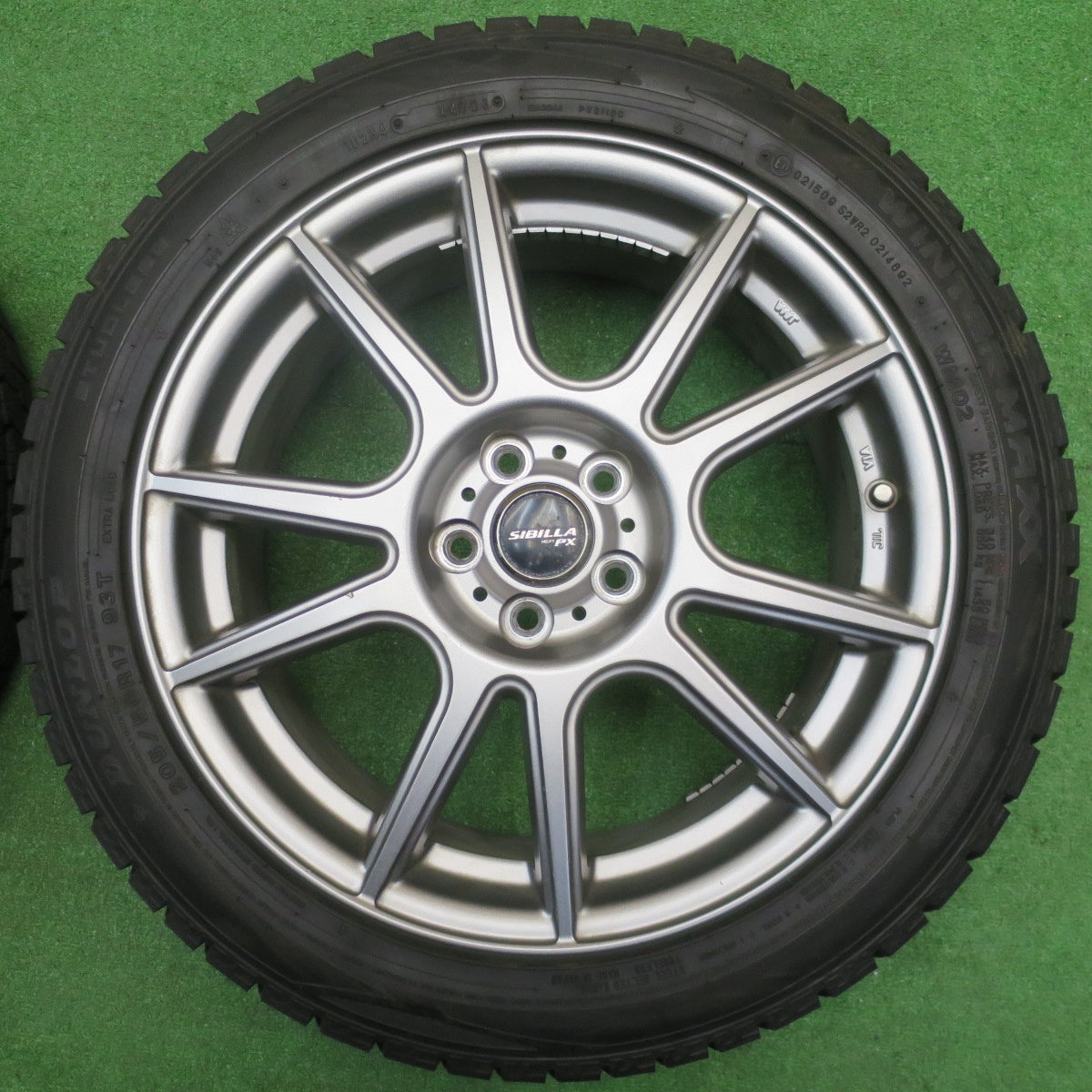 バリ溝！23年！キレイ！9.5分★インプレッサ 等 205/50R17 スタッドレス ダンロップ ウインターマックス WM02 SIBILLA NEXT PX シビラ ネクスト 17インチ PCD100/5H★5111109NJス