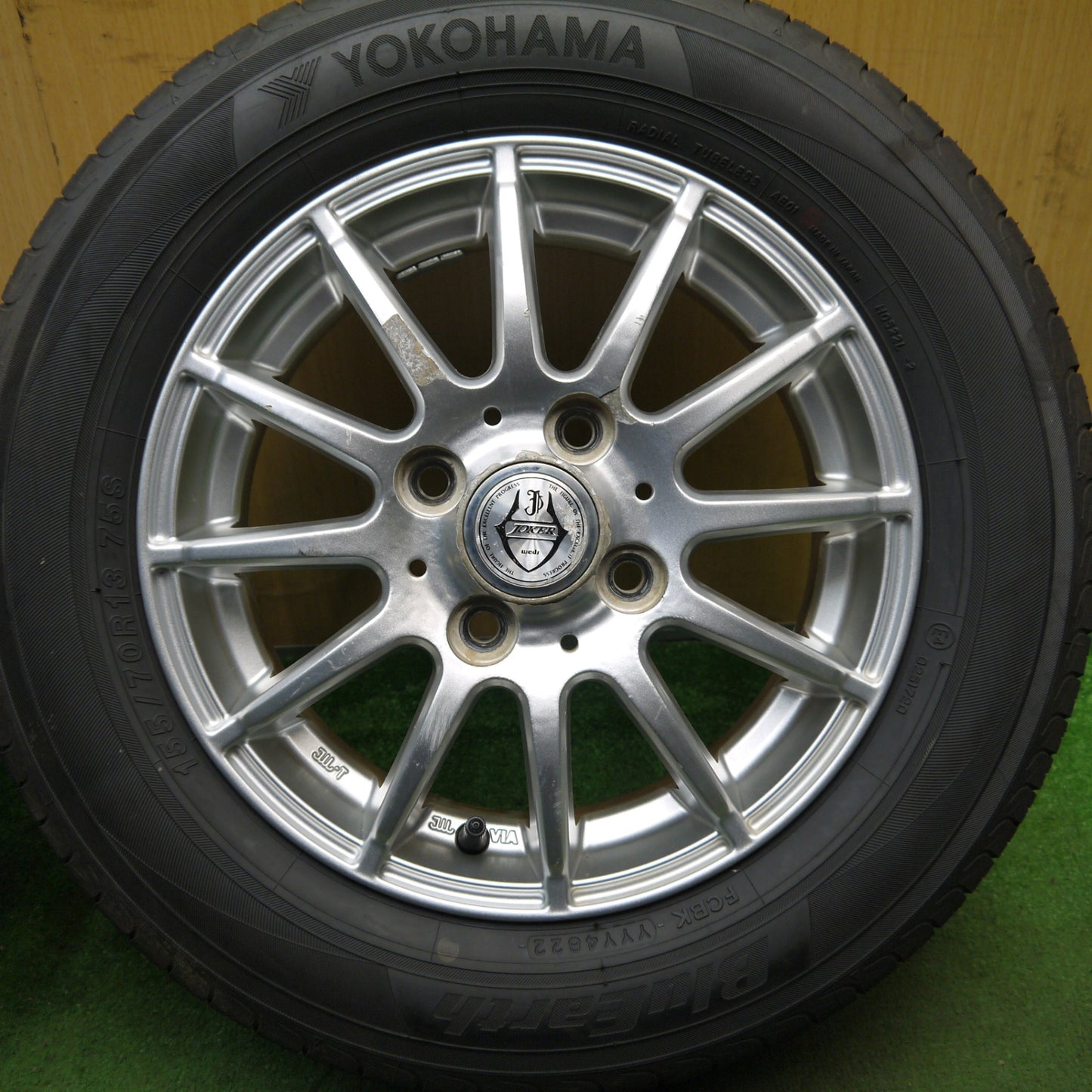 超バリ溝！22年！ほぼ10分★155/70R13 ヨコハマ ブルーアース AE01 JOKER ジョーカー 13インチ PCD100/4H★5080505Hノ