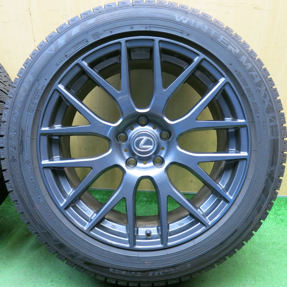 センサー付！バリ溝！23年！キレイ！9.5分◎レクサス 等 245/50R19 スタッドレス ダンロップ ウインターマックス 03 社外 アルミ 19インチ PCD120/5H◎6090309HAス