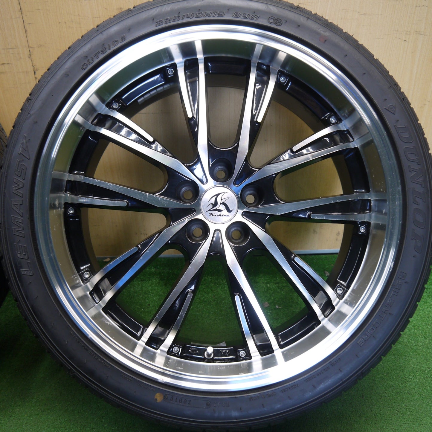 バリ溝！9.5分★プリウス 等 Kashina XV5 225/40R19 ダンロップ LE MANS V カシーナ 19インチ PCD100/5H★6050819Hノ