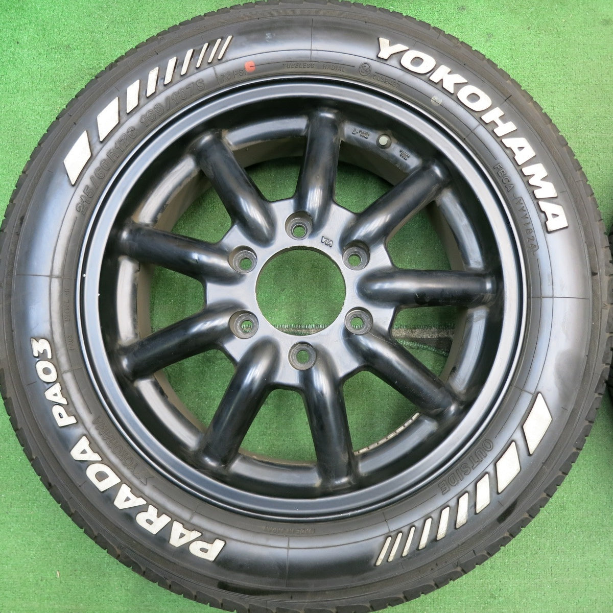 バリ溝！24年！9.5分★FABULOUS BARONE MC-9 215/60R17C 109/107S ヨコハマ PARADA PA03 ホワイトレター ファブレス ヴァローネ PCD139.7/6H★5053004HAノ