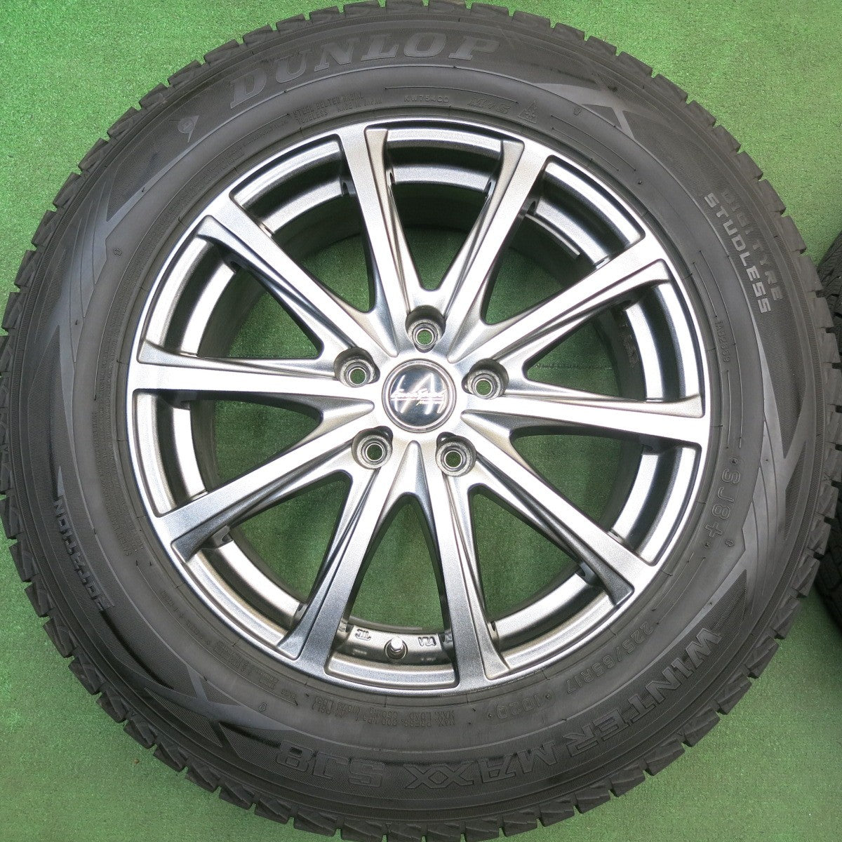 バリ溝！23年！キレイ！9.5分★スタッドレス 225/65R17 ダンロップ ウインターマックス SJ8 SJ8+ EuroSpeed MANARAY SPORT ユーロスピード マナレイ 17インチ PCD114.3/5H★6031508HAス