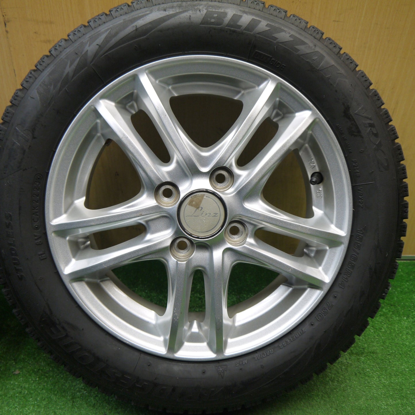 バリ溝！23年！9分★スタッドレス 155/65R14 ブリヂストン ブリザック VRX2 Linz 社外 アルミ 14インチ PCD100/4H★5120508Hス