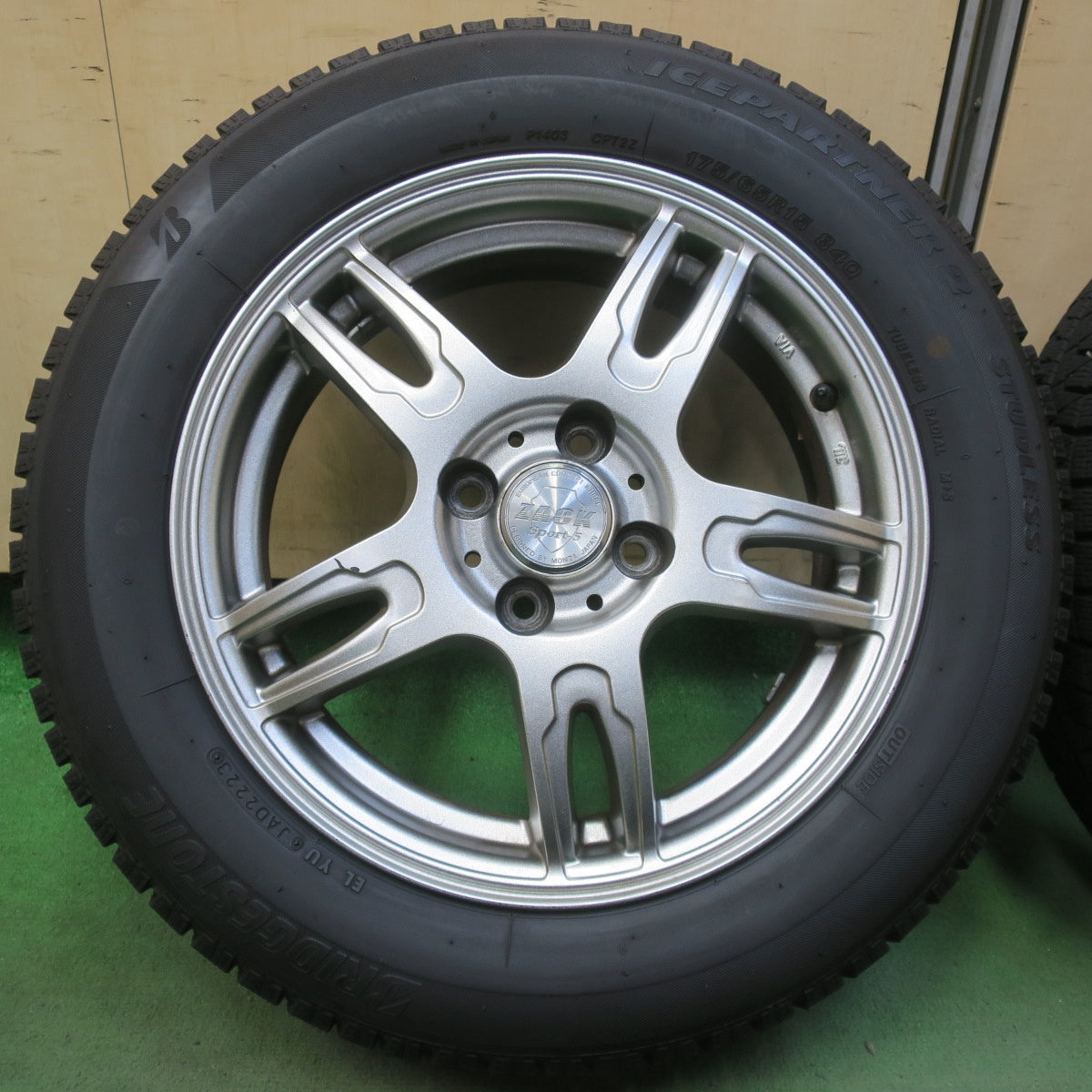 バリ溝！23年！9分◎スタッドレス 175/65R15 ブリヂストン アイスパートナー2 ZACK Sport-5 MONZA ザック モンツァ 15インチ PCD100/4H◎6072207イス