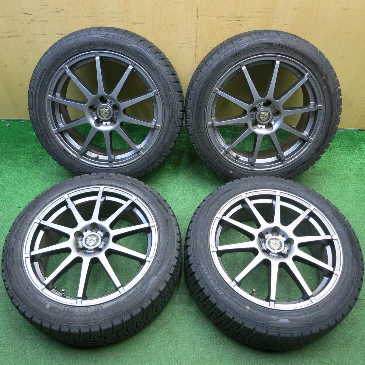ほぼ未使用！キレイ★インプレッサ 等 205/50R17 スタッドレス ダンロップ ウインターマックス WM02 社外 アルミ 17インチ PCD100/5H★6021505HAス