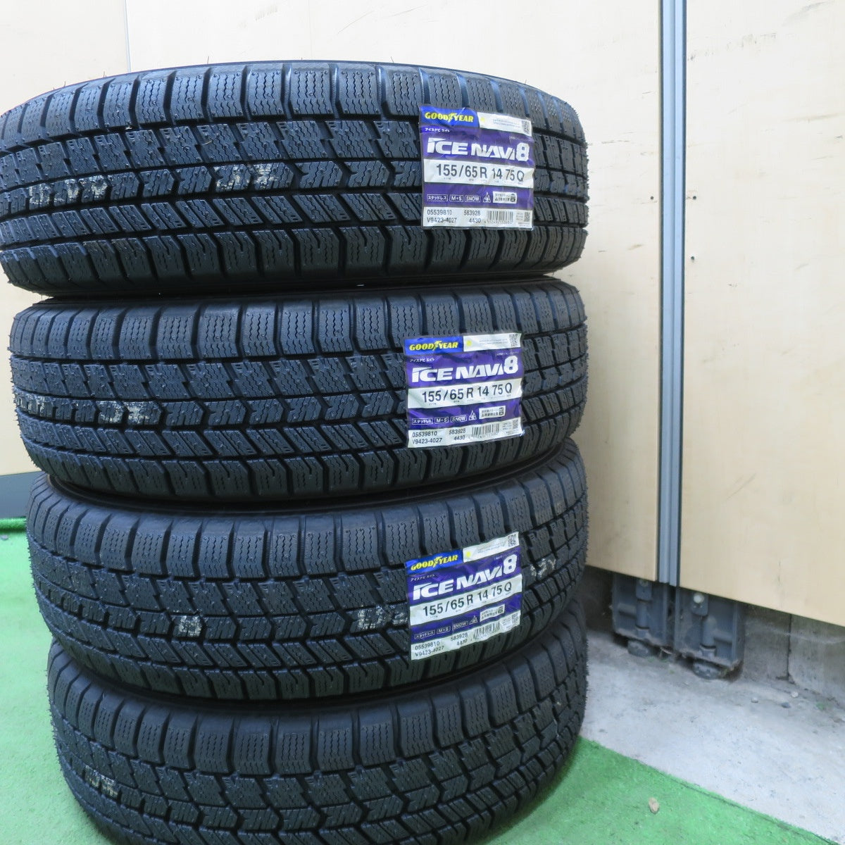 未使用！26年◎スタッドレス 155/65R14 グッドイヤー アイスナビ8 ravrion RS01 ラブリオン 14インチ PCD100/4H◎6102004NGス