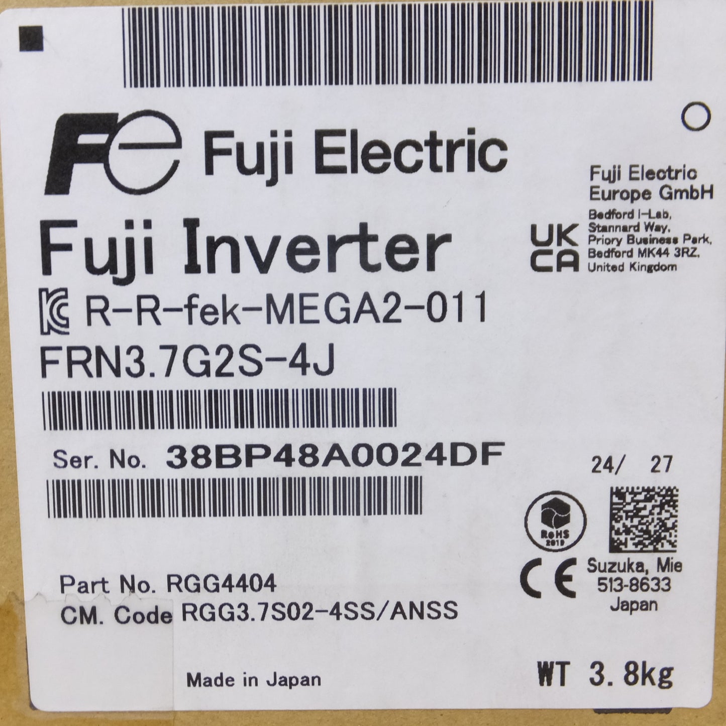 [送料無料] 未使用◆富士電機 高性能 多機能形 インバーター FRN3.7G2S-4J 3相 400V モータ容量 3.7kW◆