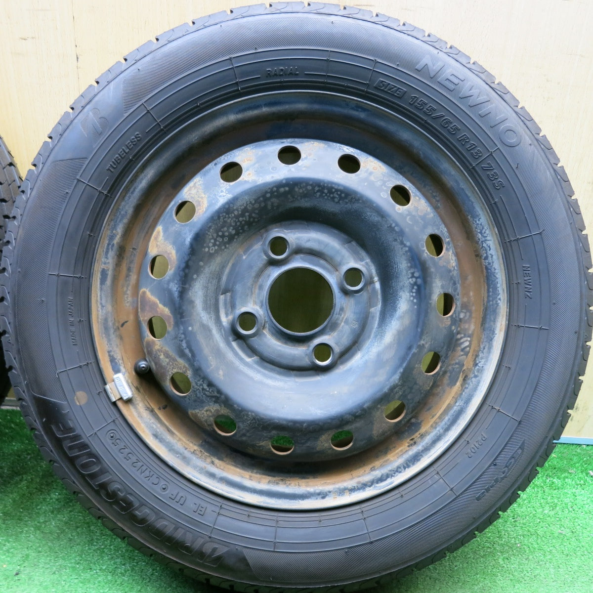 バリ溝！25年！ほぼ10分◎155/65R13 ブリヂストン NEWNO スチール ホイール ニューノ 13インチ PCD100/4H◎6082706HAノ