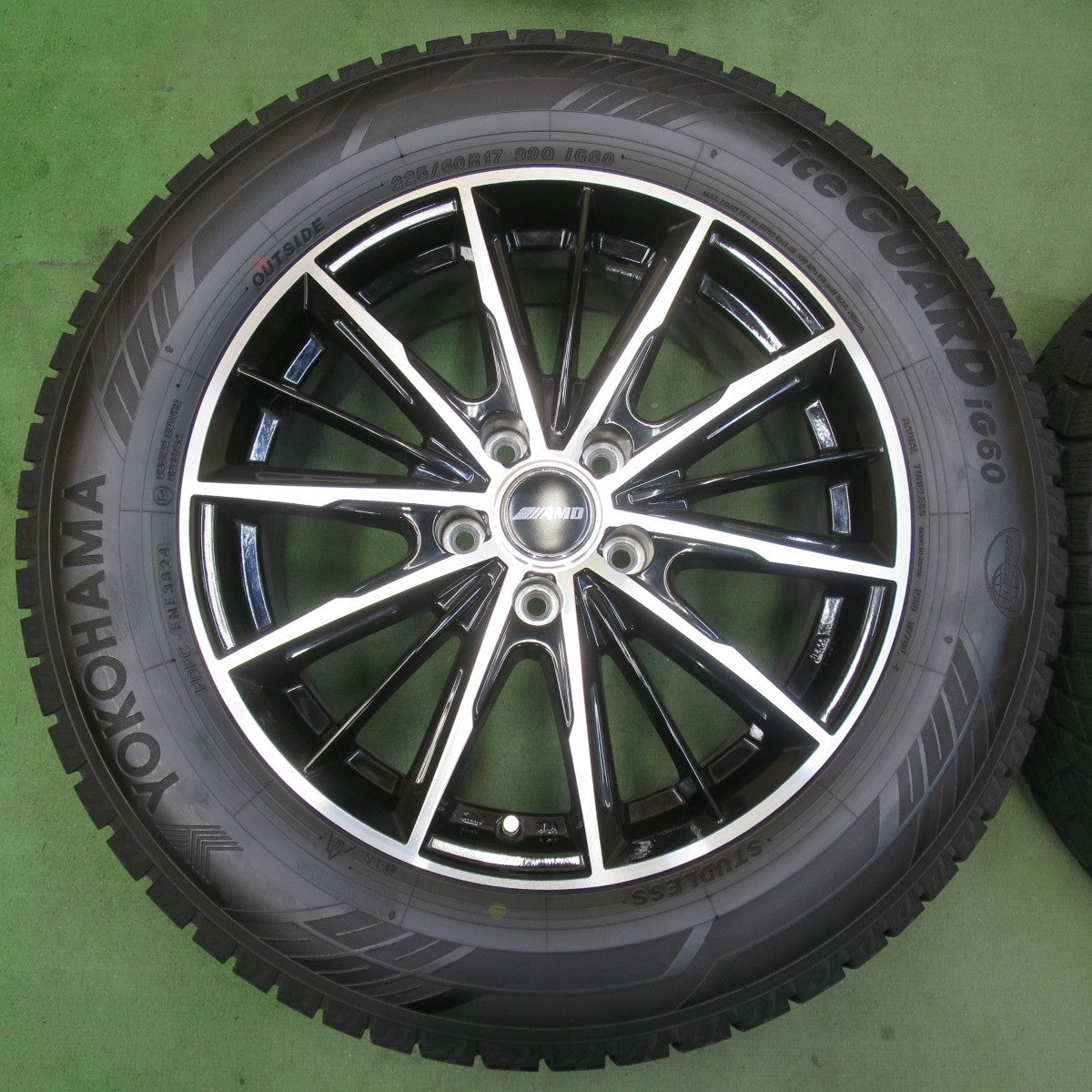 バリ溝！24年！キレイ！ほぼ10分★BADX AMD G-line SP 225/60R17 スタッドレス ヨコハマ アイスガード iG60 17インチ Gライン PCD114.3/5H★5111207イス