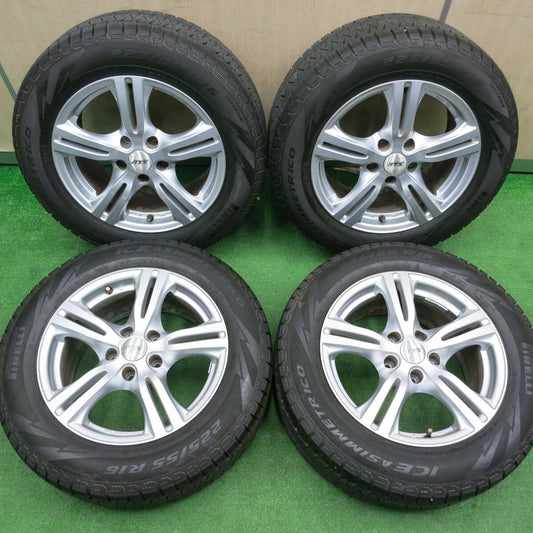 バリ溝！キレイ！9分★アウディ等 ATS ペガサス 225/55R16 スタッドレス ピレリ アイスアシンメトリコ PCD112/5H★4111404NJス