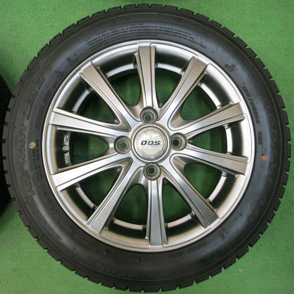 *送料無料* バリ溝！キレイ！9.5分★スタッドレス 155/65R14 グッドイヤー アイスナビ ZEA2 D.O.S. DOS 14インチ PCD100/4H★4041903イス