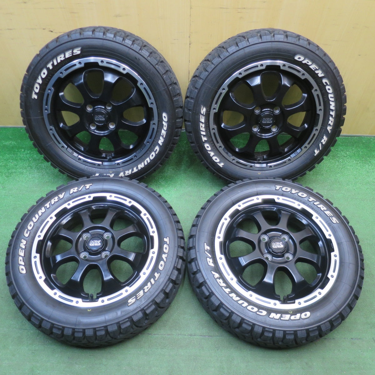 バリ溝！25年！キレイ！9.5分以上★165/65R15 トーヨー オープンカントリー R/T MX MAD CROSS マッドクロス 15インチ ソリオ タフト ハスラー 等 PCD100/4H★6032501NJノ