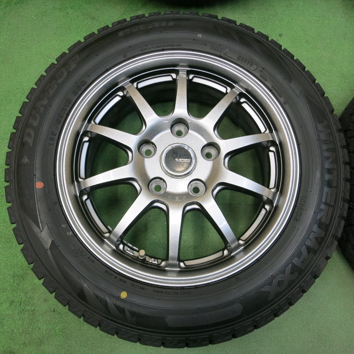 [送料無料]バリ溝！19年！キレイ！9.5分★スタッドレス 185/65R15 ダンロップ ウインターマックス WM02 G-SPEED Gスピード 15インチ PCD114.3/5H★3100909イス