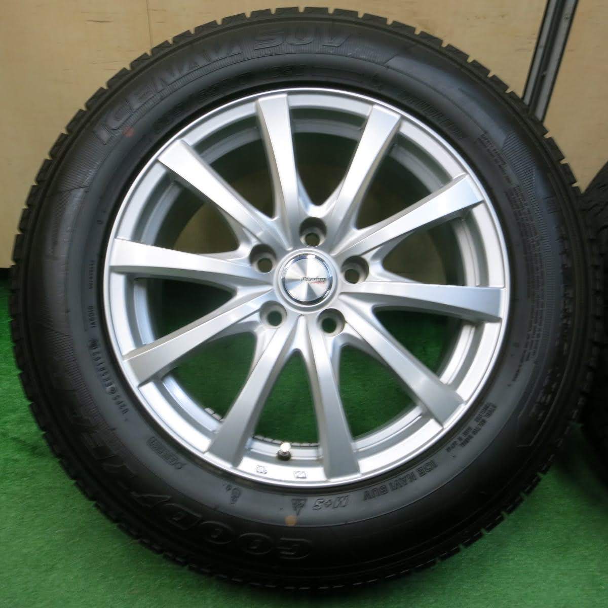 [送料無料] 超バリ溝！21年！キレイ！ほぼ10分★スタッドレス 225/65R17 グッドイヤーアイスナビSUV ravrion PCD114.3/5H★3112908イス