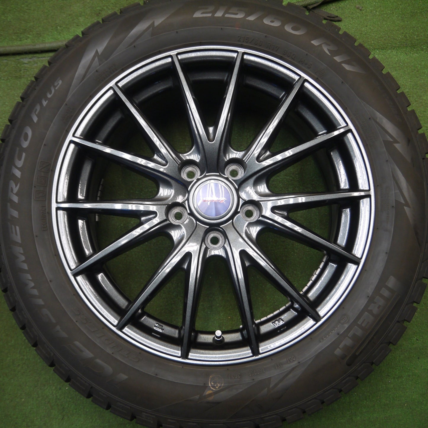 *送料無料* バリ溝！21年！キレイ！9.5分以上★スタッドレス 215/60R17 ピレリ アイスアシンメトリコ プラス VELVA SPORTZ 17インチ PCD114.3/5H★4022805Hス