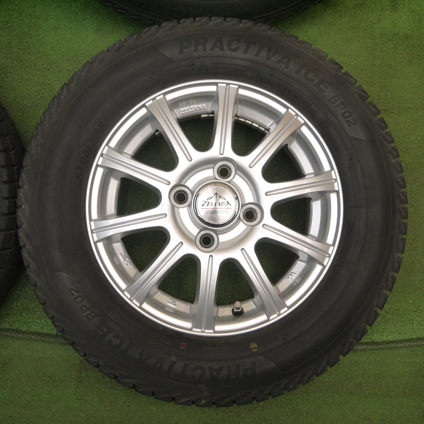 [送料無料]バリ溝！20年！キレイ！9分★スタッドレス 145/80R13 プラクティバ アイス BP02 ZELERNA 社外 アルミ 13インチ PCD100/4H★3090201KAス