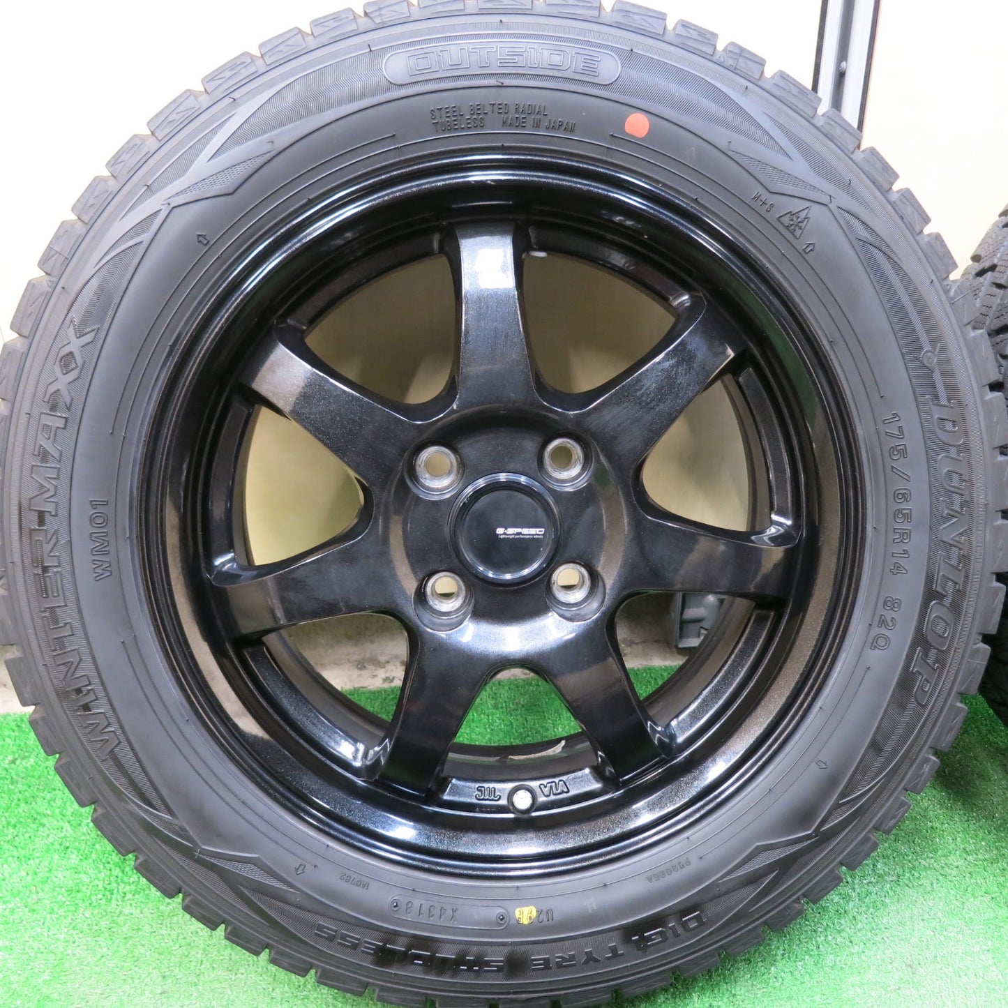 [送料無料]バリ溝！キレイ！8.5分★スタッドレス G-SPEED 175/65R14 ダンロップ ウインターマックス WM01 Gスピード 14インチ PCD100/4H★3041505ヒス