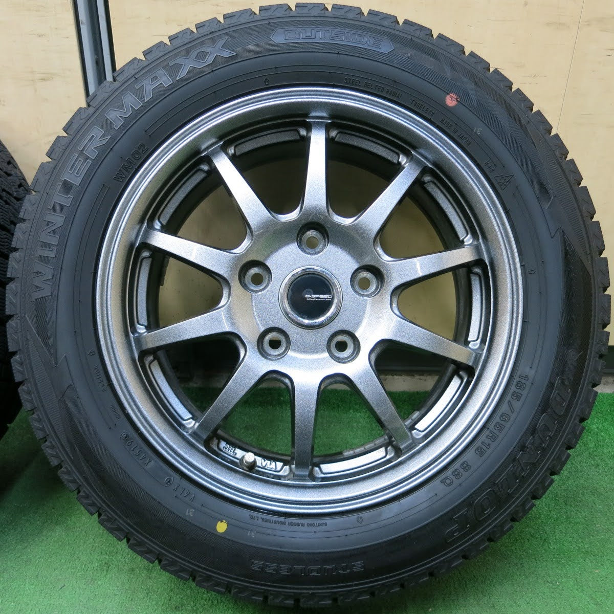 [送料無料]バリ溝！19年！キレイ！9.5分★スタッドレス 185/65R15 ダンロップ ウインターマックス WM02 G-SPEED Gスピード 15インチ PCD114.3/5H★3100909イス