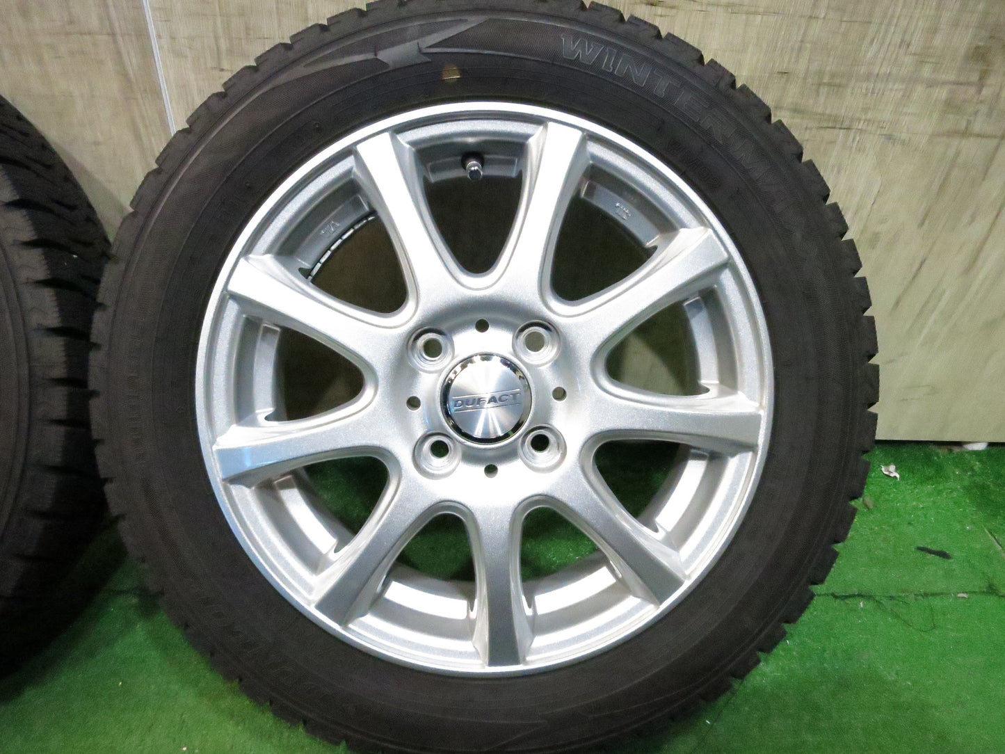 [送料無料]バリ溝！20年！キレイ！ほぼ10分★スタッドレス 155/65R14 ダンロップ ウインターマックス WM02 DUFACT デュファクト 14インチ PCD100/4H★3011606Hス