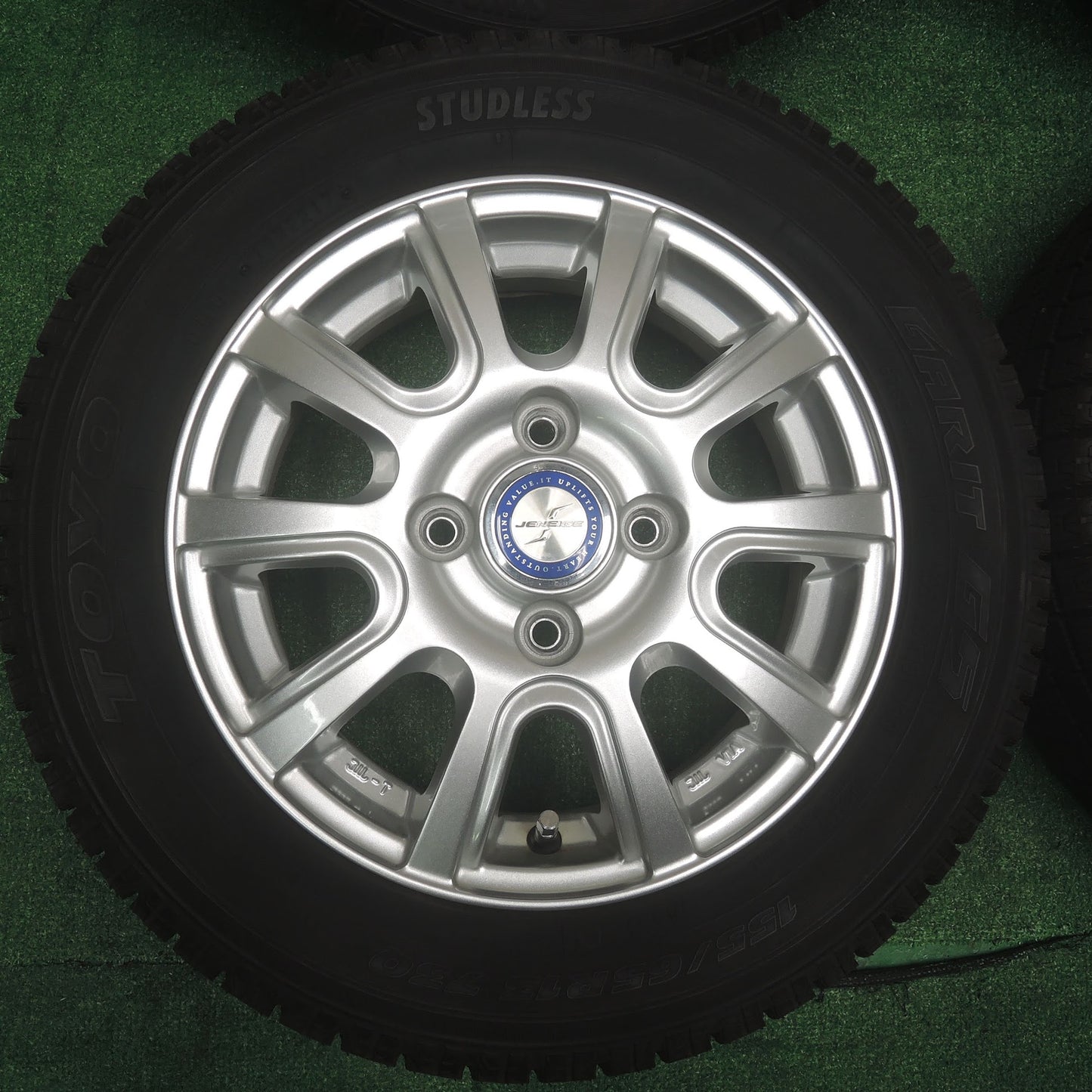 [送料無料]バリ溝！キレイ！9.5分以上★スタッドレス 155/65R13 トーヨー ガリット G5 JENEIGE 社外 アルミ 13インチ PCD100/4H★3083001SYス