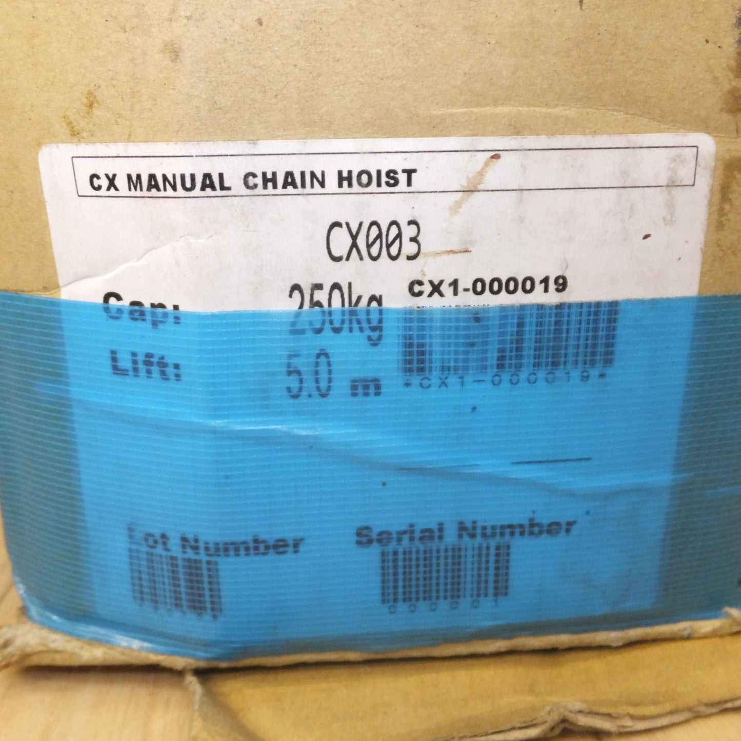 [送料無料] ★キトー KITO 手動チェーンブロック CX003 0.25t　Cap 250kg Lift 5.0m　LOAD CHAIN V-3.2×9.0mm CX1A★