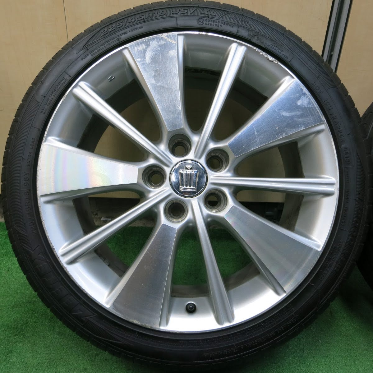 [送料無料]バリ溝！8.5分★トヨタ 200系 クラウン 純正 225/45R18 ジーテックス HP2000 vfm 18インチ PCD114.3/5H★3070101イノ